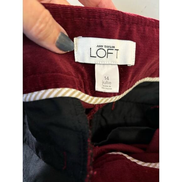 Loft maroon corduroy Julie pants, 14, cool weather, cozy, cabincore, academic - Picture 4 of 5